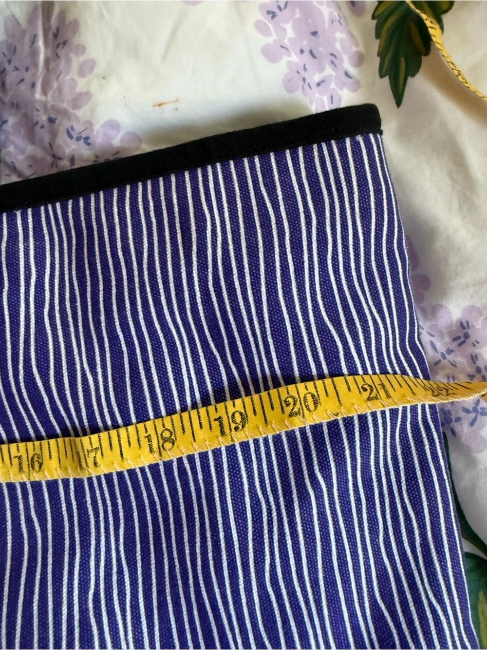Ame & Lulu Purple & White Striped Tote with Black Handles